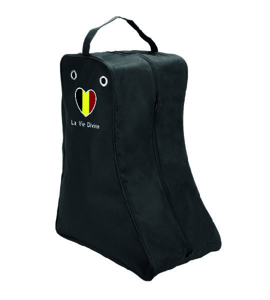 Laarzentas met naam en landenvlag in hartvorm